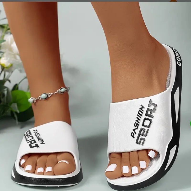 Featherweight Lettered Sports Slides - Ultra - Comfortable Soft Sole, Sandals for Indoor/Outdoor - SIRISE LLC