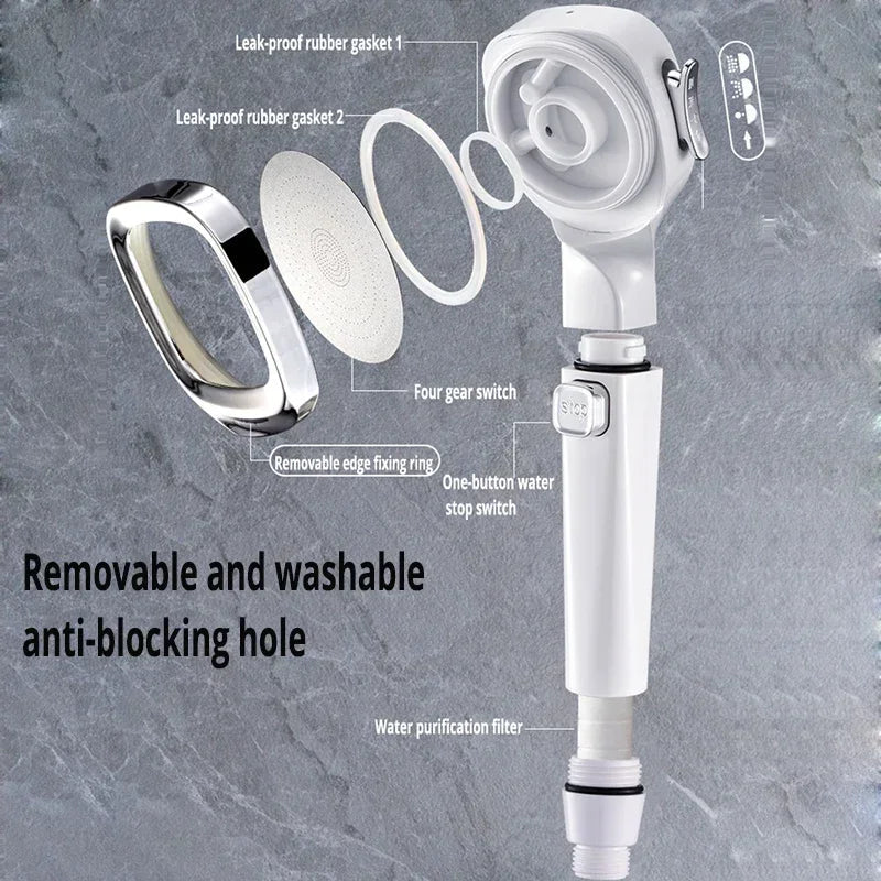 High Pressure Water Saving Shower Head with 3 Adjustable Modes - Eco - Friendly ABS Material for Ultimate Shower Experience - SIRISE LLC