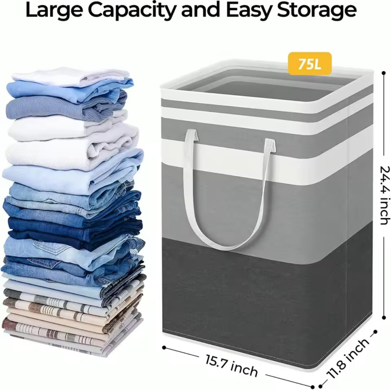 HomeHacks 2 - Pack Large Laundry Basket, Waterproof, Freestanding Laundry Hamper,(Gradient Grey, 75L) - SIRISE LLCHome laundry