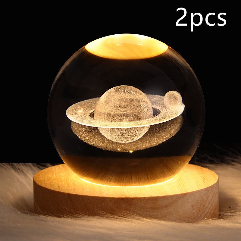 LED Night Light Galaxy Crystal Ball Table Lamp 3D Planet Moon Lamp Bedroom Home Decor - SIRISE LLCAccessories