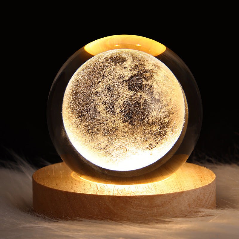 LED Night Light Galaxy Crystal Ball Table Lamp 3D Planet Moon Lamp Bedroom Home Decor - SIRISE LLCAccessories