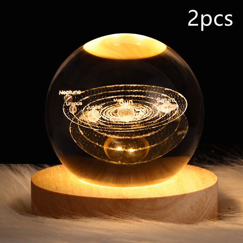 LED Night Light Galaxy Crystal Ball Table Lamp 3D Planet Moon Lamp Bedroom Home Decor - SIRISE LLCAccessories