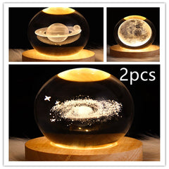 LED Night Light Galaxy Crystal Ball Table Lamp 3D Planet Moon Lamp Bedroom Home Decor - SIRISE LLCAccessories