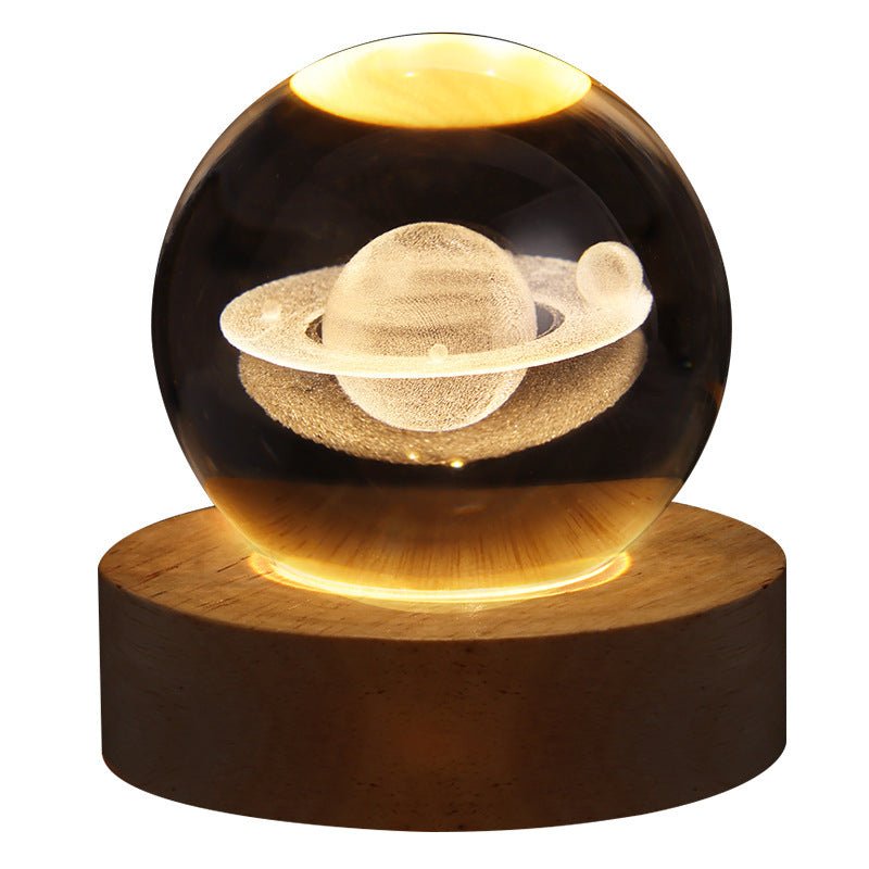 LED Night Light Galaxy Crystal Ball Table Lamp 3D Planet Moon Lamp Bedroom Home Decor - SIRISE LLCAccessories