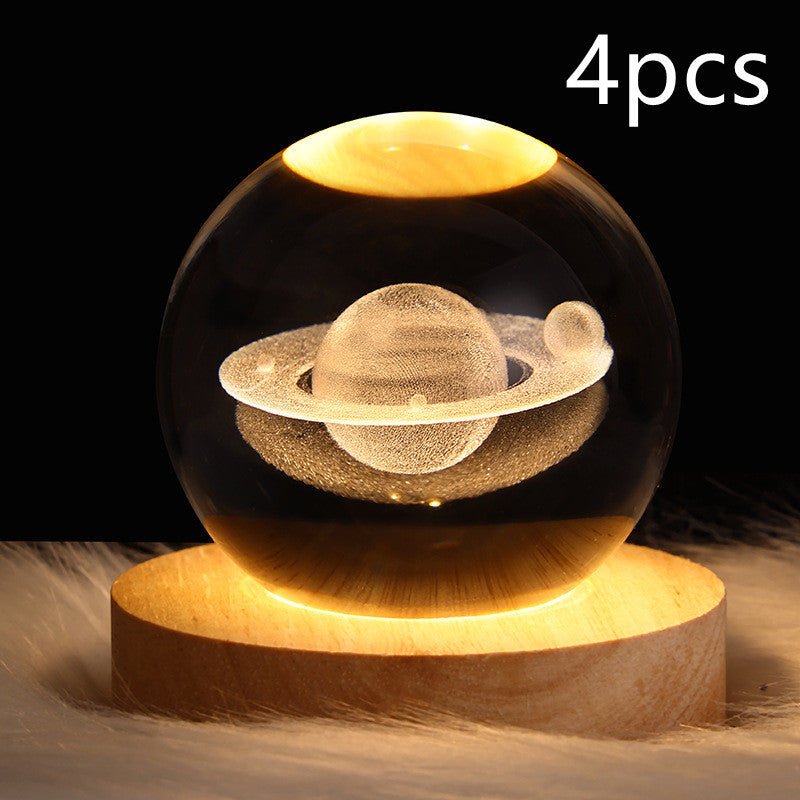 LED Night Light Galaxy Crystal Ball Table Lamp 3D Planet Moon Lamp Bedroom Home Decor - SIRISE LLCAccessories