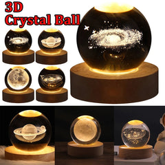 LED Night Light Galaxy Crystal Ball Table Lamp 3D Planet Moon Lamp Bedroom Home Decor - SIRISE LLCAccessories