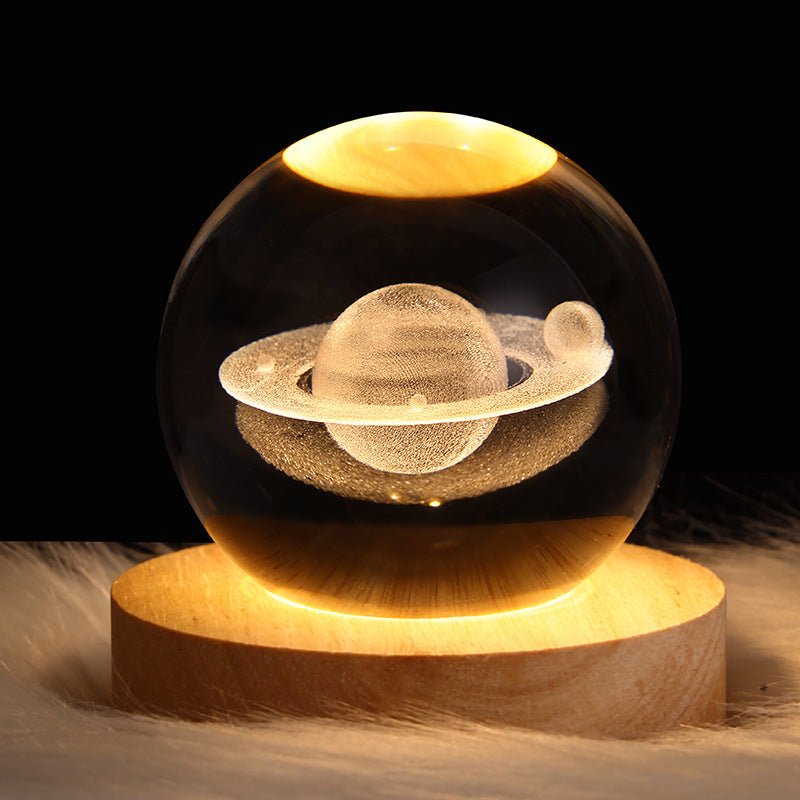 LED Night Light Galaxy Crystal Ball Table Lamp 3D Planet Moon Lamp Bedroom Home Decor - SIRISE LLCAccessories