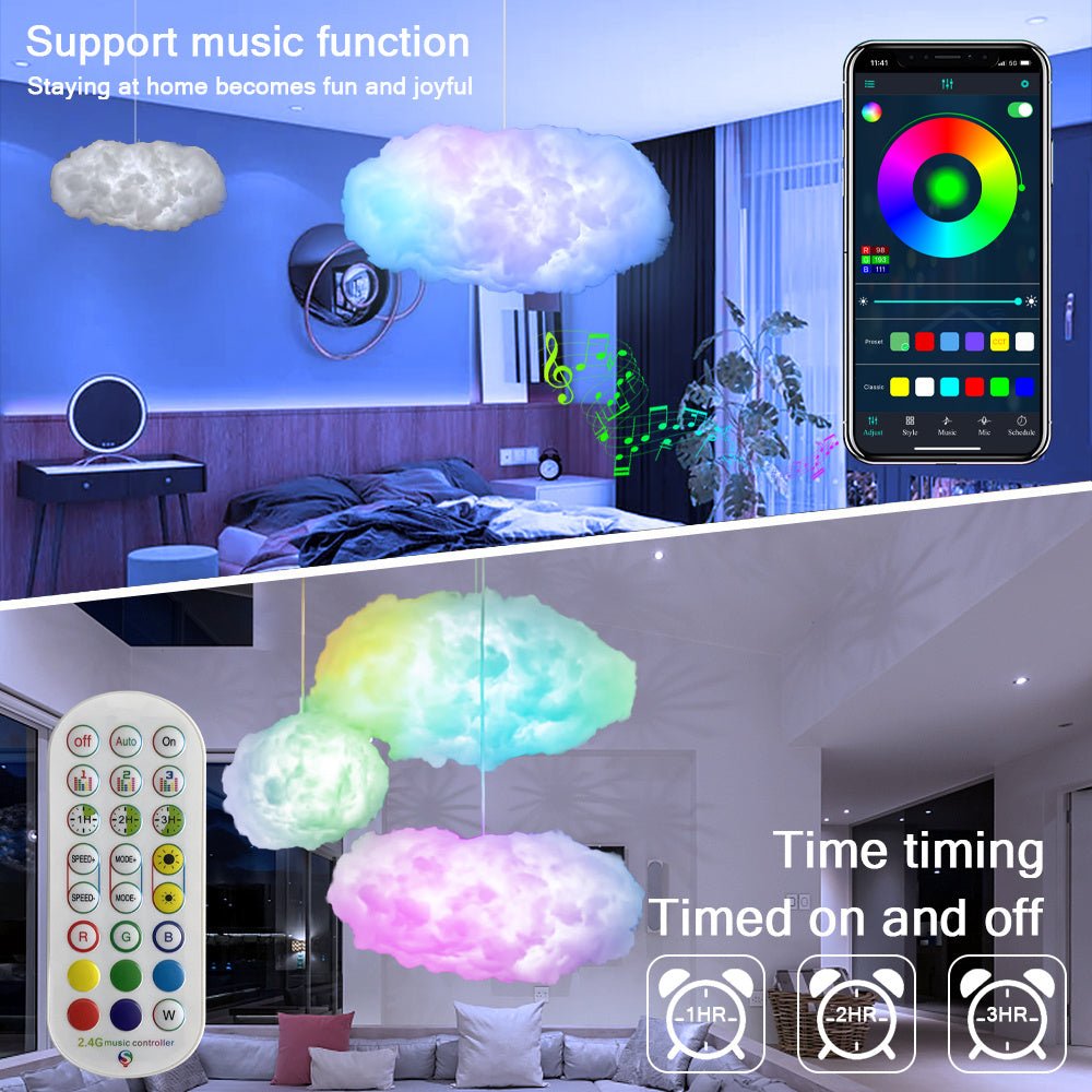 Light Lightning Simulation Clouds Bedroom Room Light USB Cloud Light APP Control Music Synchronization 3D RGBIC Ambient - SIRISE LLCAccessories