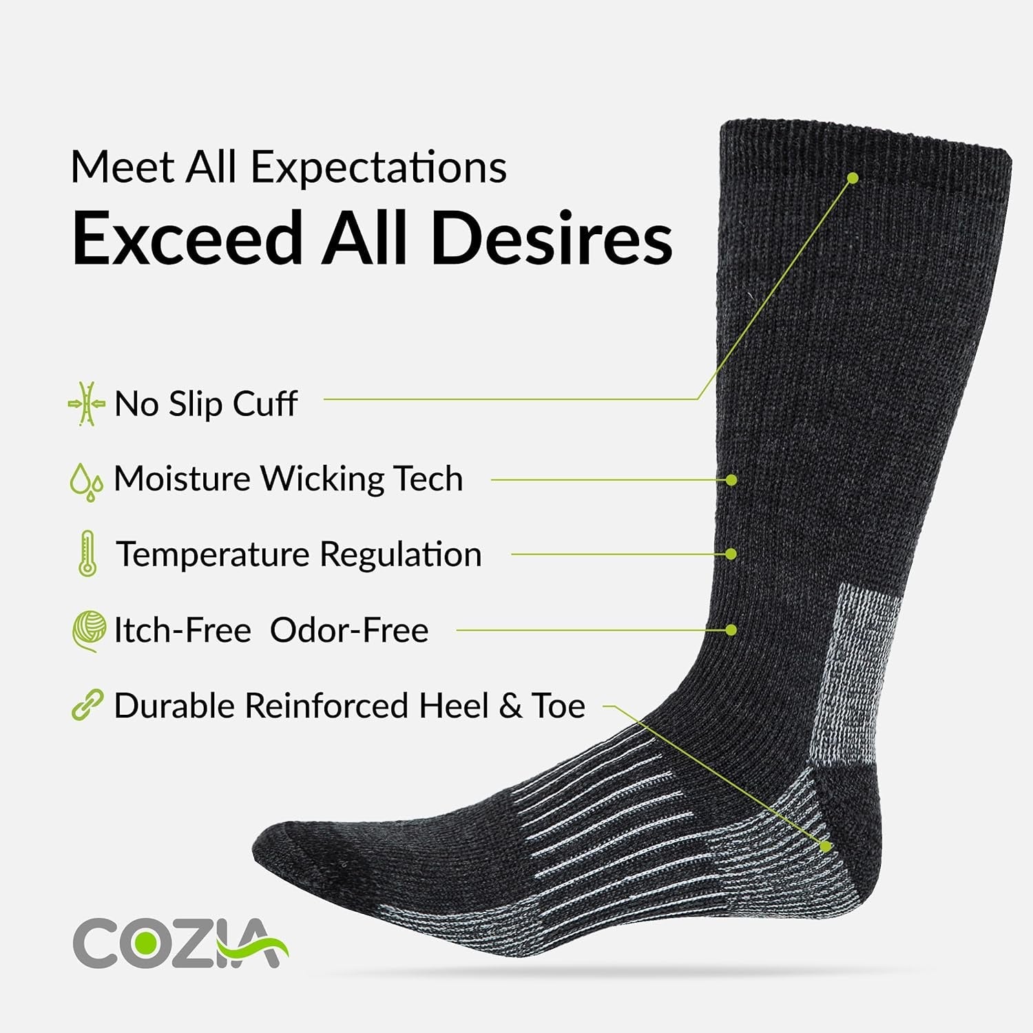 Merino Wool Socks Casual Warm Socks for Winter Cozy Boot Socks for Men & Women - SIRISE LLC