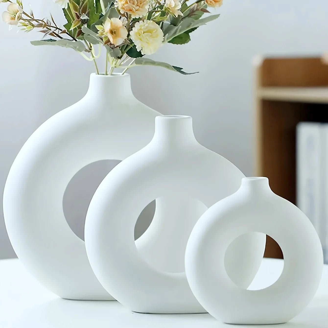 Transform Your Space with Our Stylish White/Beige Ceramic Circle Vase - The Ultimate Touch for Modern & Boho Decor! 🌟💐 #ChicHomeDecor #VaseStyle - SIRISE LLC