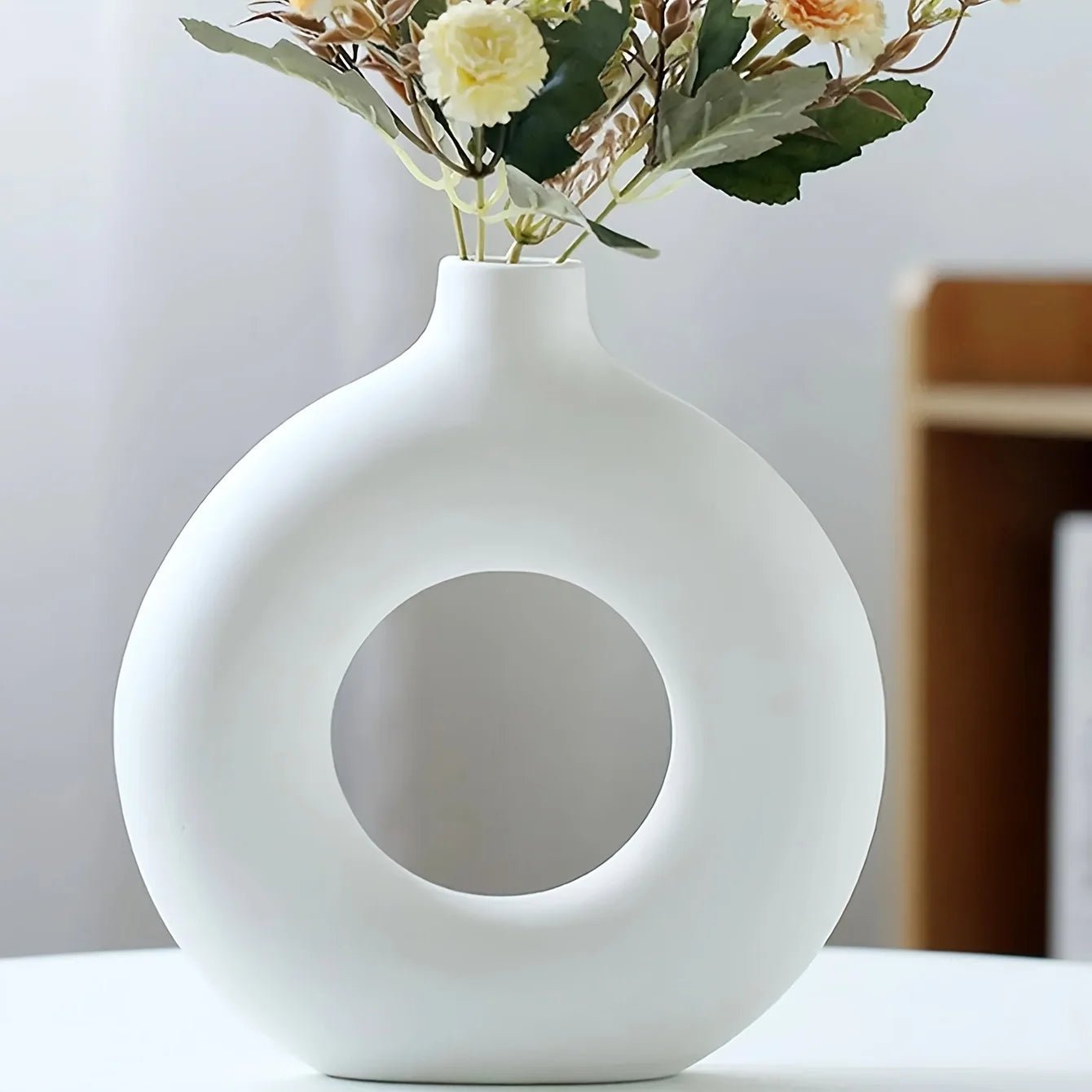 Transform Your Space with Our Stylish White/Beige Ceramic Circle Vase - The Ultimate Touch for Modern & Boho Decor! 🌟💐 #ChicHomeDecor #VaseStyle - SIRISE LLC