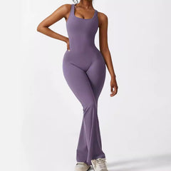 Women Sleeveless Flare Jumpsuits Fitness Yoga Long Pants - SIRISE LLCWomen's