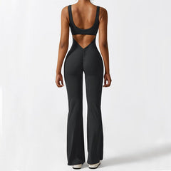 Women Sleeveless Flare Jumpsuits Fitness Yoga Long Pants - SIRISE LLCWomen's