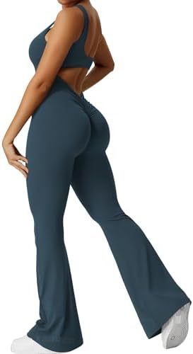 Women Sleeveless Flare Jumpsuits Fitness Yoga Long Pants - SIRISE LLCWomen's