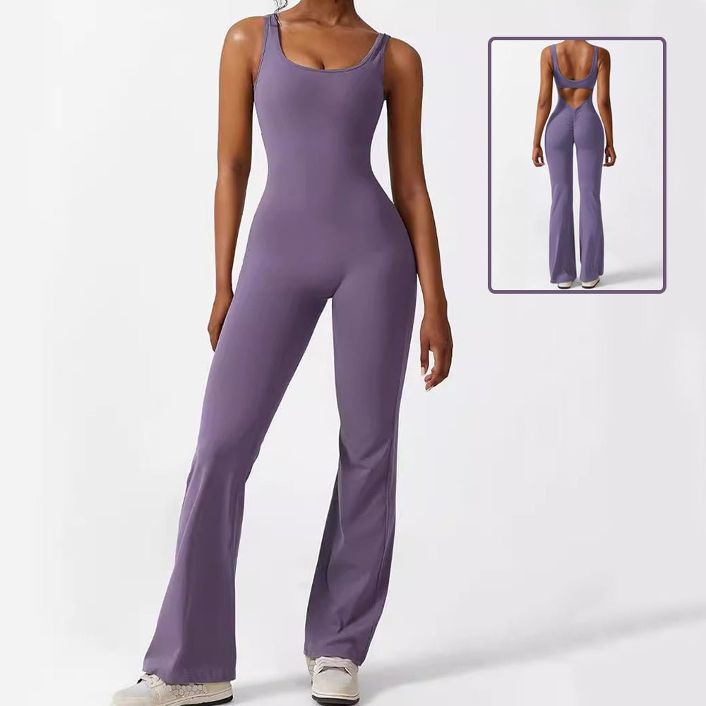 Women Sleeveless Flare Jumpsuits Fitness Yoga Long Pants - SIRISE LLCWomen's