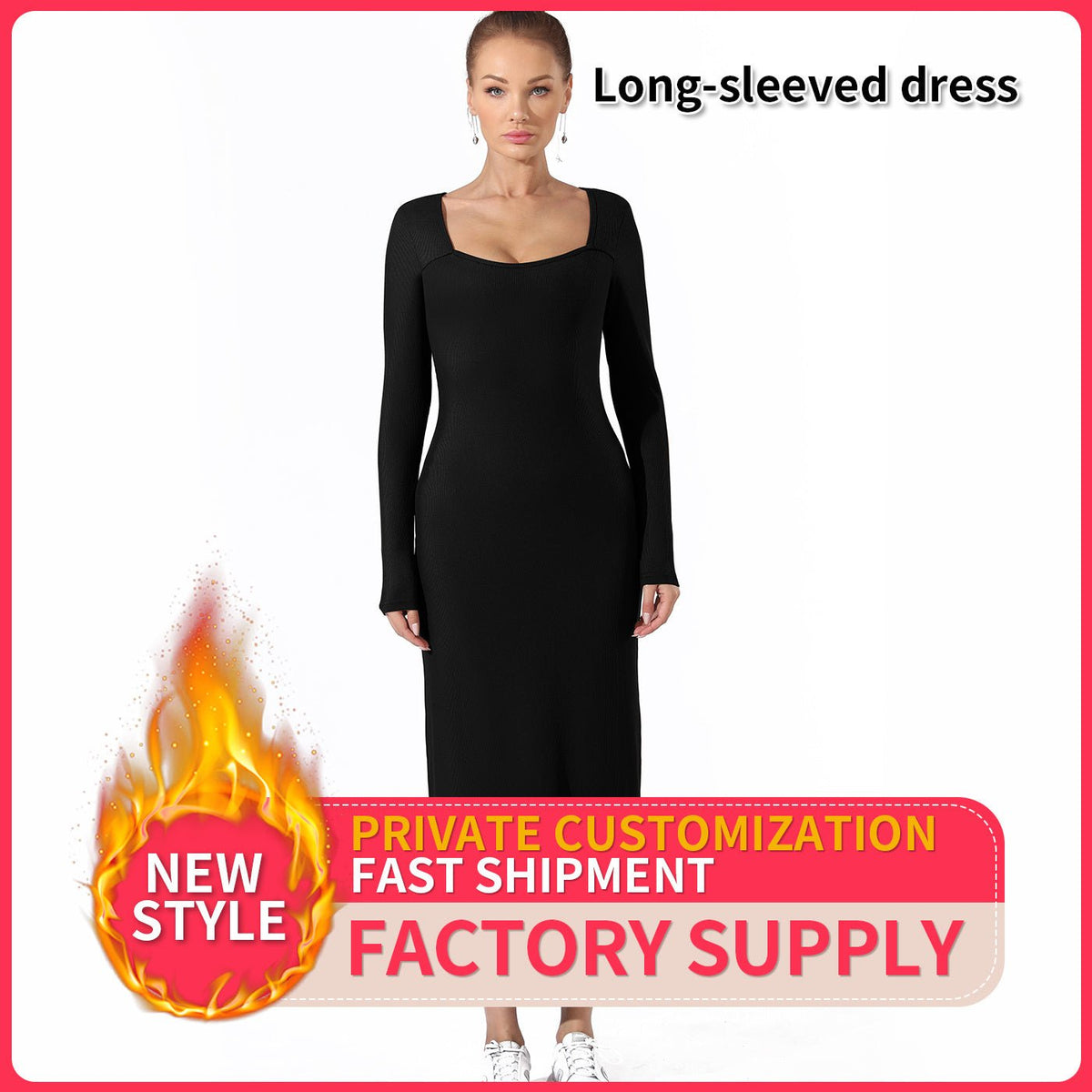 Women's Fashion Simple Solid Color Dress - SIRISE LLCWomen's