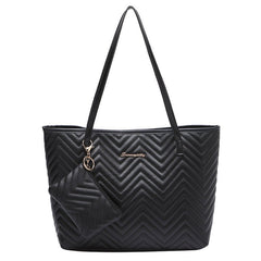 Women's Fashionable Wave Pattern Diamond Plaid Embroidered Shoulder Bag - SIRISE LLCAccessories