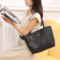 Women's Fashionable Wave Pattern Diamond Plaid Embroidered Shoulder Bag - SIRISE LLCAccessories