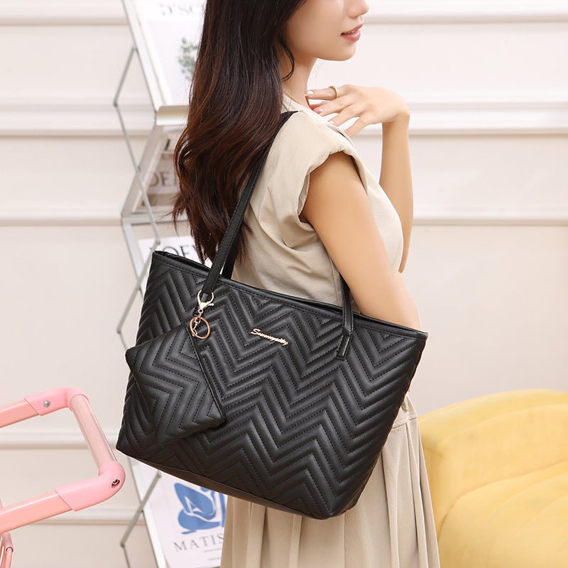 Women's Fashionable Wave Pattern Diamond Plaid Embroidered Shoulder Bag - SIRISE LLCAccessories