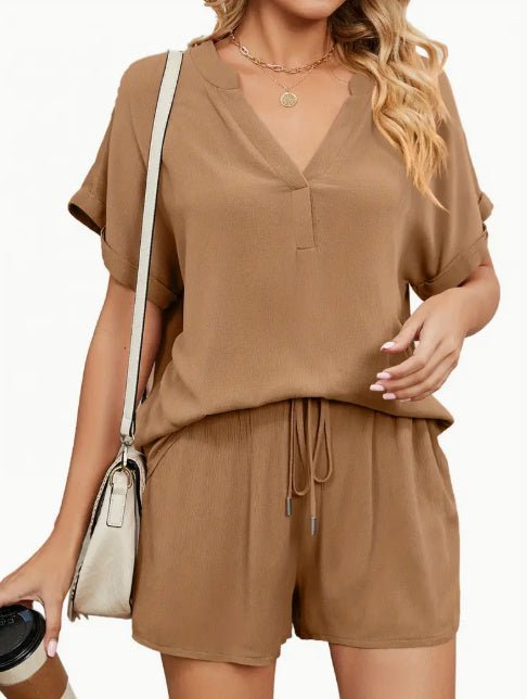 Women's Solid Color Loose Fit Casual 2 - Piece Set Conjunto Short Summer Sets - SIRISE LLCAccessories