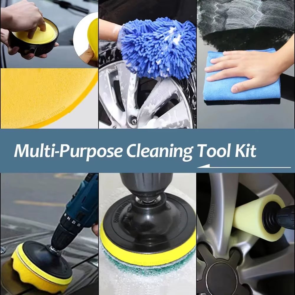 Zoposon Professional Car Cleaning Kit - Comprehensive Scrubber Drill Detailing Brush Set with Air Conditioner Vents Towel Polisher for Ultimate Auto Detailing - SIRISE LLC